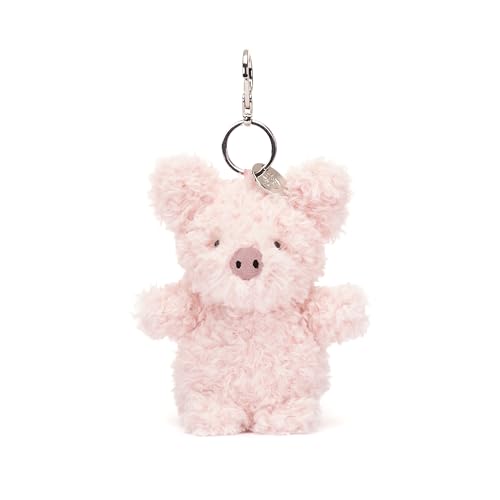 Jellycat Little Pig Bag Charm, 4 inches - Farmyard Plush Keychain - Great Gift Idea