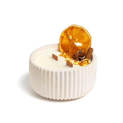 Atuvela – Vela Aromática Canela y Naranja de Cera de Soja con Mecha de Madera de Haya | Hecha a Mano en España | Perfume Cálido para Casa, Relax y Regalo