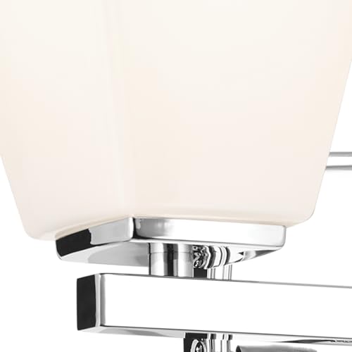 Image of Kichler Marant 2-Light Bathroom Vanity Light Fixture with Opal Glass in Chrome, Modern Wall Mount Light for Bathroom and Powder Room Over Mirror (14.25 x 9.5 in), 55215CH