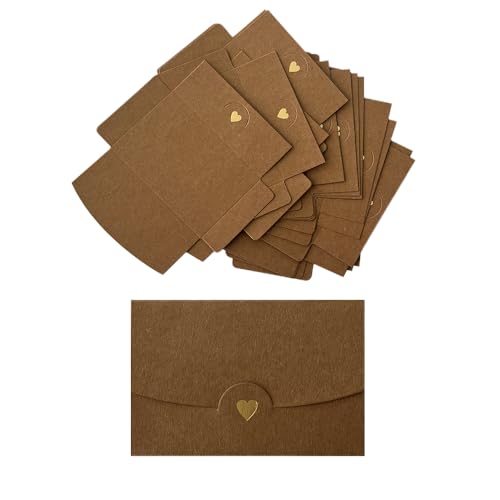 CZAKOMIX 40PCS Mini Sobres Kraft, Papel Nacarado Sobres, con Cierre De Corazón, Bodas Sobre, Invitaciones Sobre, Para Acción De Gracias, Cumpleaños