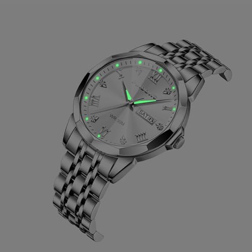Image of PINDOWS Watch for Men Big Dial Analog Digital Black Silicone Sport Multifunction Luminous LED Dial Waterproof Watches Fashion Wristwatches