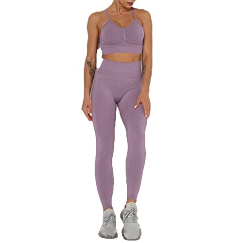 Ensemble de sport 2 pièces pour femmes avec leggings de yoga sans couture et haut