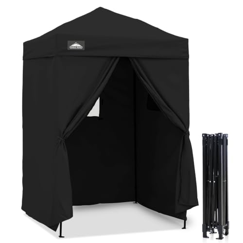 EAGLE PEAK Flex Ultra Compact 5x5 Pop-up Canopy, Sun Shelter, Changing Room, Portable Privacy Canopy Cabana for Pool, Fashion Photoshoots, or Camping, Black