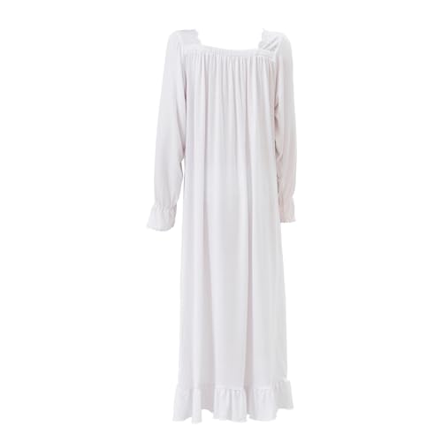 Girls White Nightgown Lace Square Neck Dress2