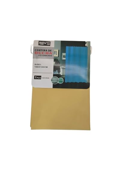 ProBytes HD PEVA Shower Bath Curtain 180x180 cm - 71x71 Inches, 12 Rail Hooks, Translucent, Mold & Mildew Resistant, Water repellent, Elegant Mix of Colours, Home Décor (Mustard Yellow)