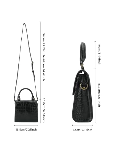 Bolso pequeño para mujer con asa superior y bandolera ajustable, hecho de cuero vegano | Bolso tipo satchel o tote, clutch para hombro miniatura 3