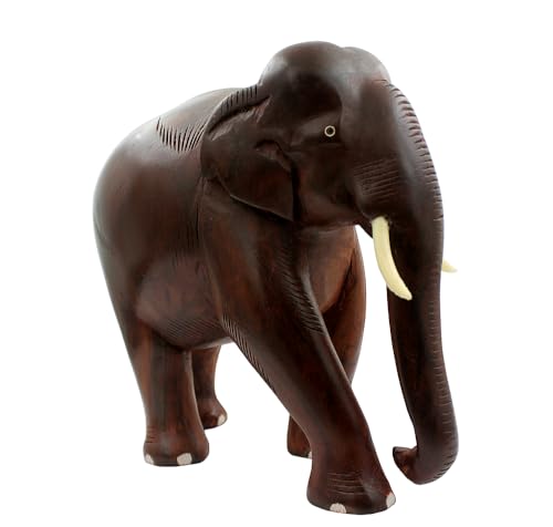 Image of Rosewood Handmade Elephant Showpiece (Brown, 8-inch), Animal