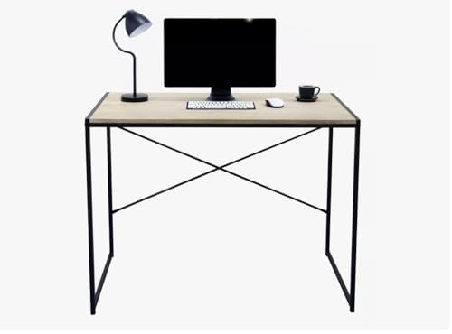 Lista de Escritorio para Laptop los mejores 10. 46 EKE Escritorio Diseño Industrial para Computadora o Laptop, Minimalista Ideal Home Office, Recamara o Juvenil, Fácil Armado, con Estructura Resistente (Maple)