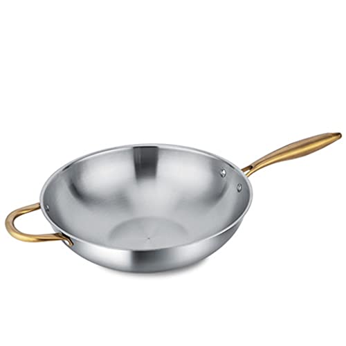 Wok de acero inoxidable 304 sin recubrimiento 34 cm miniatura 1