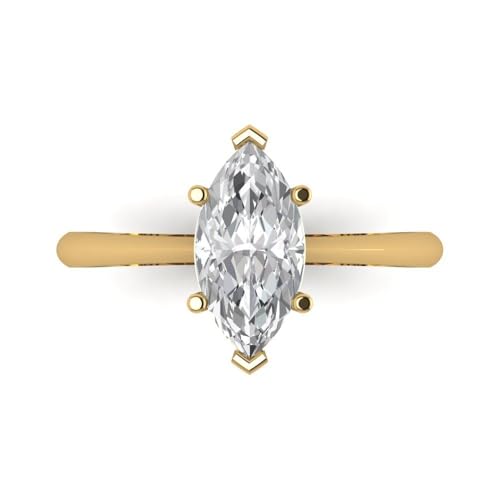 1.5 ct Marquise Cut Created Clear Diamond 14kYellow Gold Solitaire Wedding Engagement Bridal Promise Ring
