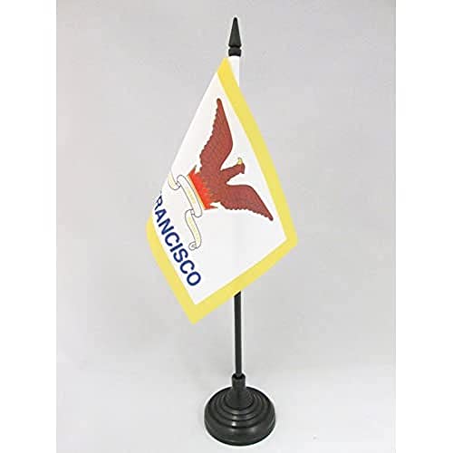 San Francisco Table Flag 4'' x 6'' - San Francisco city - California Desk Flag 15 x 10 cm - Black plastic stick and base - AZ FLAG -  3700733878507