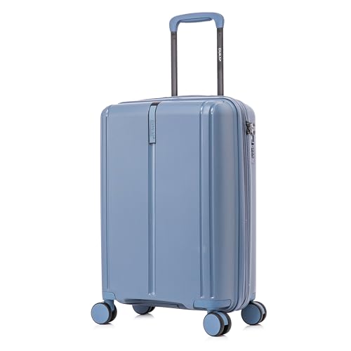 DUKAP AIRLEY Expandable Carry On Luggage with Spinner Wheels | 20 in TSA Approved Hard Shell Travel Suitcase with Combination Lock Retractable Trolley Side Studs and Gel Handles | Blue