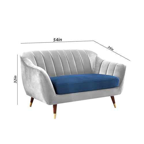 Image of Casaliving Anyse 2 Seater Sofa Set for Living Room (Blue Grey Fabric) Premium Fabric Sofa