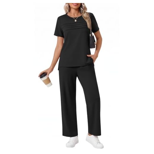 CATHY Travel Sets for Women 2 Piece Fall Outfits Pants Set with Pockets,M