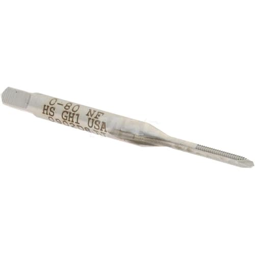 Hertel Spiral Point Tap, #0-80 UNF, 2 Flutes, Plug Chamfer, 3B Class of Fit, HSS, Bright/Uncoated, Right Hand, H1