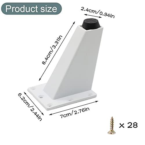 Furniture Feet Sofa Legs Cabinet Foot Sofa Feet Furniture Feet Legs for Furniture Feet for Cabinets Furniture Feet Metal for Sofa Table Cabinet Aluminium Alloy with Screws 4 Pieces 8 cm Height White - Image 2