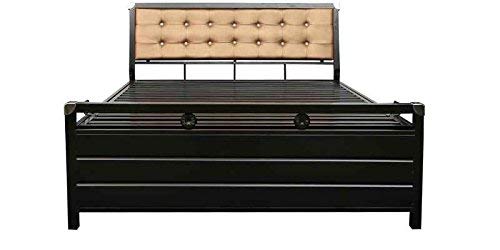 Home Decor Single Size Metal Bed Hydraulic Storage (Texture Finish, Black)