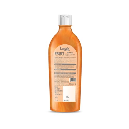 Image of Lozalo Fruit Pet Shampoo 1 Litre, Combo Pack of 2x500 ml, Orange, pH Balanced, Paraben Free Conditioning Shampoo for Dogs & Cats of All Breeds, Brightening with Shikakai Extract