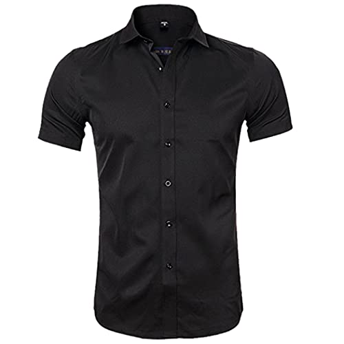 Chemise d'été homme premium en bambou extensible noir de taille L