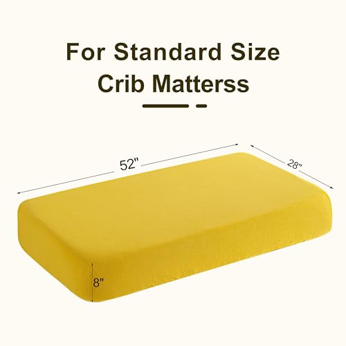 Image of NTBAY 2 Pack Muslin Cotton Crib Sheets, Soft and Breathable Double Layer 28x52 Baby Crib Sheets for Standard Crib and Toddler Mattresses, Boys, Girls, Unisex, Ginger Yellow, 28x52 Inches