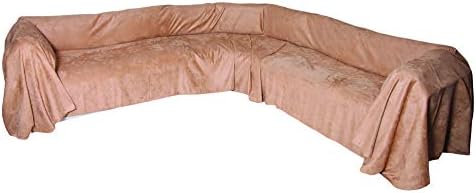 Floppy Ears Design Extra Wide Simple Faux Suede Microfiber Sectional Couch Cover Protector (Tan, XXL Sectional 105” W x 250” L)