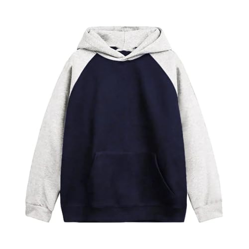 Men Contrasting Color Soft Heavy Hoodies Lazy Wind Loose Couple Sweatshirt3