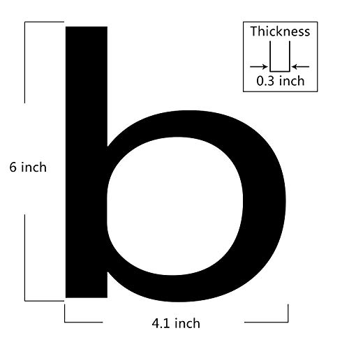 6 Inch Modern House Letters- Premium Aluminum Floating Home Address Letter with Elegant & Sophisticated Brushed Finish, Black (Letter b) - Thumbnail 3