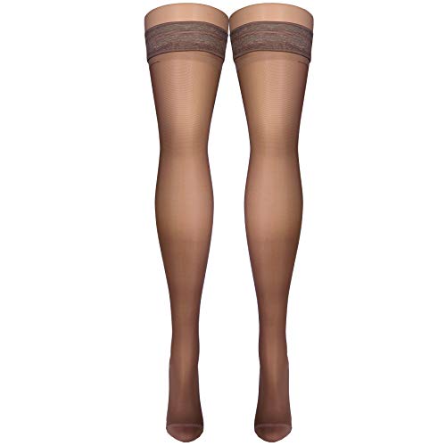 Image of Truform Sheer Compression Stockings, 15-20 mmHg, Women's Thigh High Length, 20 Denier, Taupe, Small