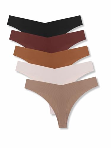 Image of Tom & Gee Womens Seamless Thong Panty, Pack of 5, Multicolors