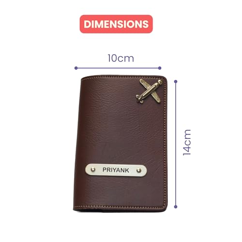 Image of YOUR GIFT STUDIO Customized Passport Holder | Personalised Passport Cover Wedding Anniversary Marriage Gifts for Couple Friend Husband Wife (Brown)