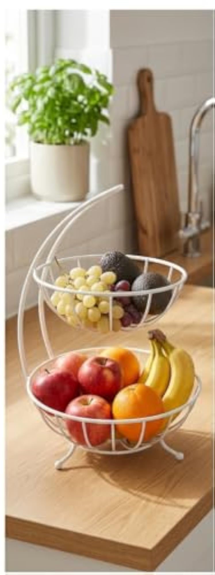 2-Tier Metal Fruit Basket Stand for Kitchen Countertop