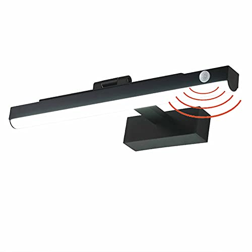 Lampe murale miroir salle de bain LED noir avec détecteur mouvement orientable 3000K