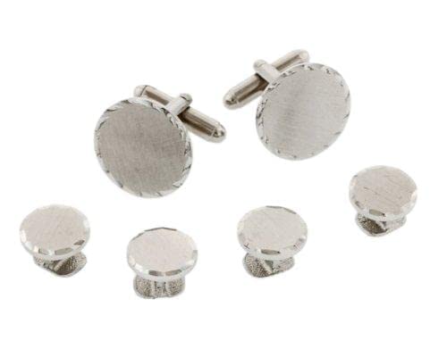 JJ Weston Scalloped Edge Tuxedo Cufflinks and Shirt Studs. Made in The USA.