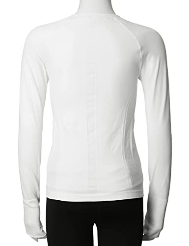 Mathcat Seamless Workout Shirts For Women Long Sleeve Yoga Tops Sports Running Shirt Breathable Athletic Top Slim Fit (S, White) #TOP4