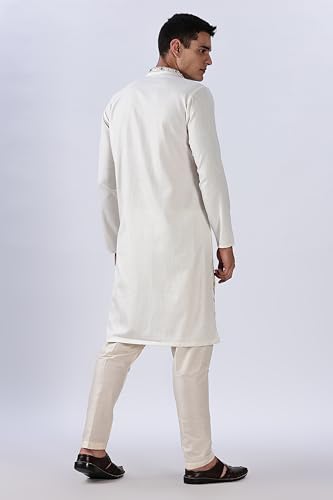 Image of BE ACTIVE Men's Cotton | Regular Fit Casual Mandarin Collar | Long Length Full Sleeves | Embroidered Indian Kurta