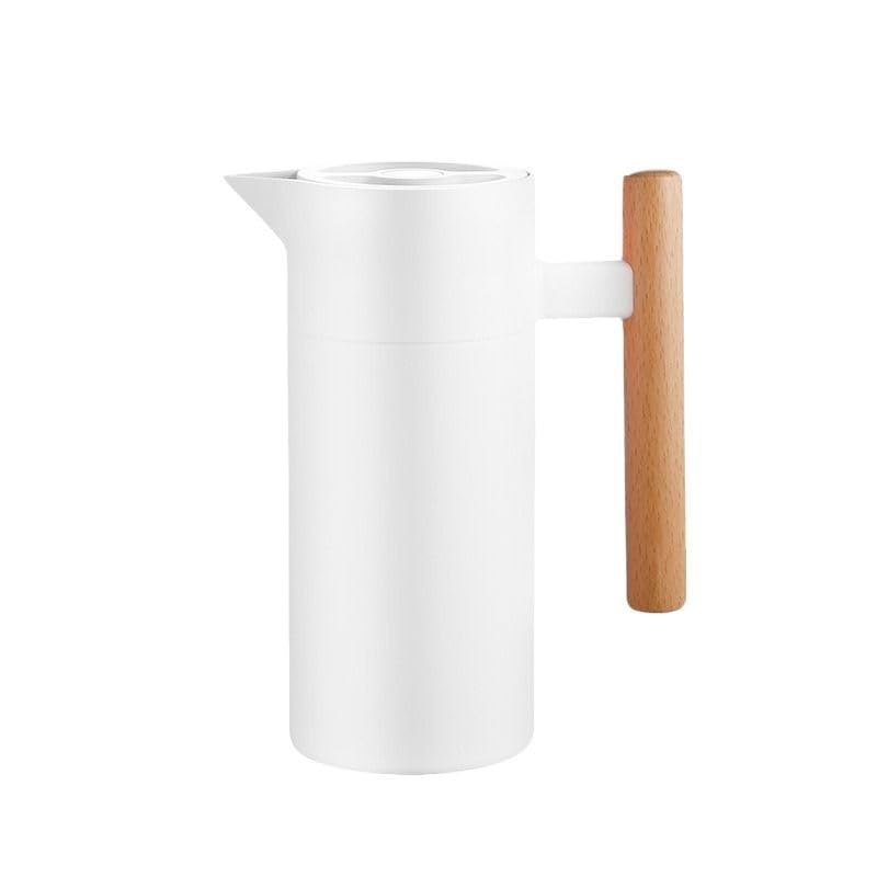 Jarra térmica de café de acero inoxidable de 1200 ml para líquidos calientes, jarra de café aislada para mantener el café caliente/frío, té, agua, dispensador de bebidas para fiestas (blanco)