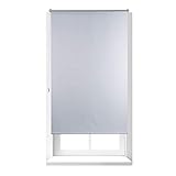 Relaxdays Thermo Verdunklungsrollo, Hitzeschutz, Fenster Seitenzugrollo, Klemmfix ohne bohren, 100x160, Stoff 96cm, weiß