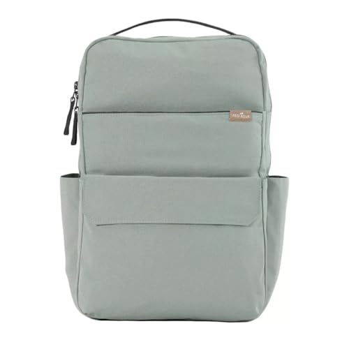 Image of Roo Diaper Bag Backpack | Sage 1 LB Baby Bag - 11 Pockets & Changing Pad | Lightweight diaper bag backpack for baby essentials, 11 pockets, changing pad, bottle storage, water-resistant sage baby bag.