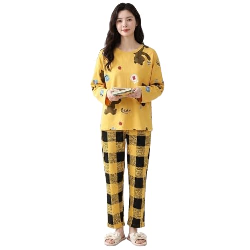 Image of LUXERUDRA Women's Pajama Set, Soft Breathable Korean Style Nightsuit with Top & Full Pants, Lightweight Loose Fit Nightwear & Loungewear for Girls & Women.