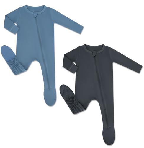 Image of HAPIU Rayon from Bamboo Baby Footed Pajamas, 2 Way Zipper YKK, Footie for Baby Boy Girls, Newborn-24 Months