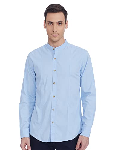 Amazon Brand - INKAST Men's Solid Slim Casual Shirt (AZ-INK-RFS-MD-07_Skly Blue 2XL)