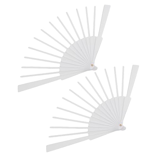 Kichvoe 2 Marcos de Abanico en Blanco: Kit de reparación de Materiales para Hacer abanicos Plegables Hechos a Mano. Color Blanco.