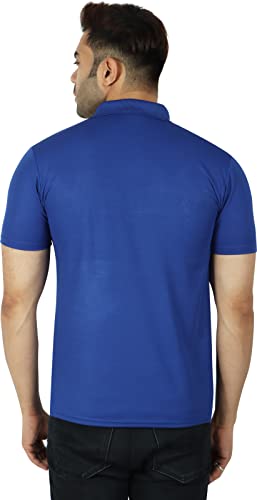 Image of DOKCHAN Regular Fit Solid Men Polo Neck Collar T-Shirt Pack of 1 Royal Blue