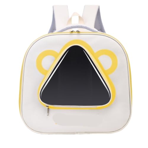 猫と犬のバッグ ペットバックパック快適で通気性折りたたみ可能な視点窓換気メッシュポータブルポータブル猫バッグ ペットトラベルボックス(Yellow)