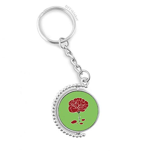 Clavel Rojo Llavero Rotativo con Colgante de Flor Regalo Diario