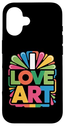 カラフル I Love Art 大胆なタイポグラフィ スマホケース iPhone 16 用
