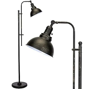 VONLUCE Floor Lamp for Living Room, 65” Tall Industrial Floor Lamp, Adjustable Height & Head Vintage Metal Standing Reading Pole Lamp for Bedroom, Office, Farmhouse