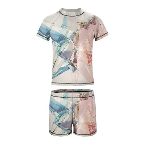 Shiny Blue and Pink StarChildren's Casual Swimsuit Set - Simple and Versatile6-7Y（110cm）4