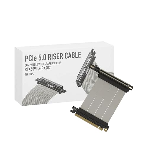 Image of LINKUP PCIE 5.0 Riser Cable | for Vertical GPU Mount | Right Angle | Graphics Card GPU Ready | Usable with PCIe 4.0 & RX9070 / RTX5090 | 10cm (Total Length: 14cm)