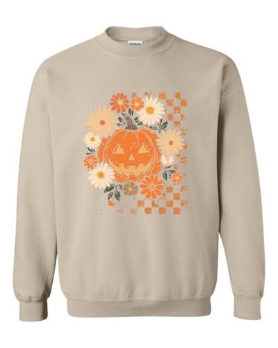 Retro Floral Pumpkin Halloween Fall Graphic Sweatshirt - Unisex Premium Shirt for Men & Women